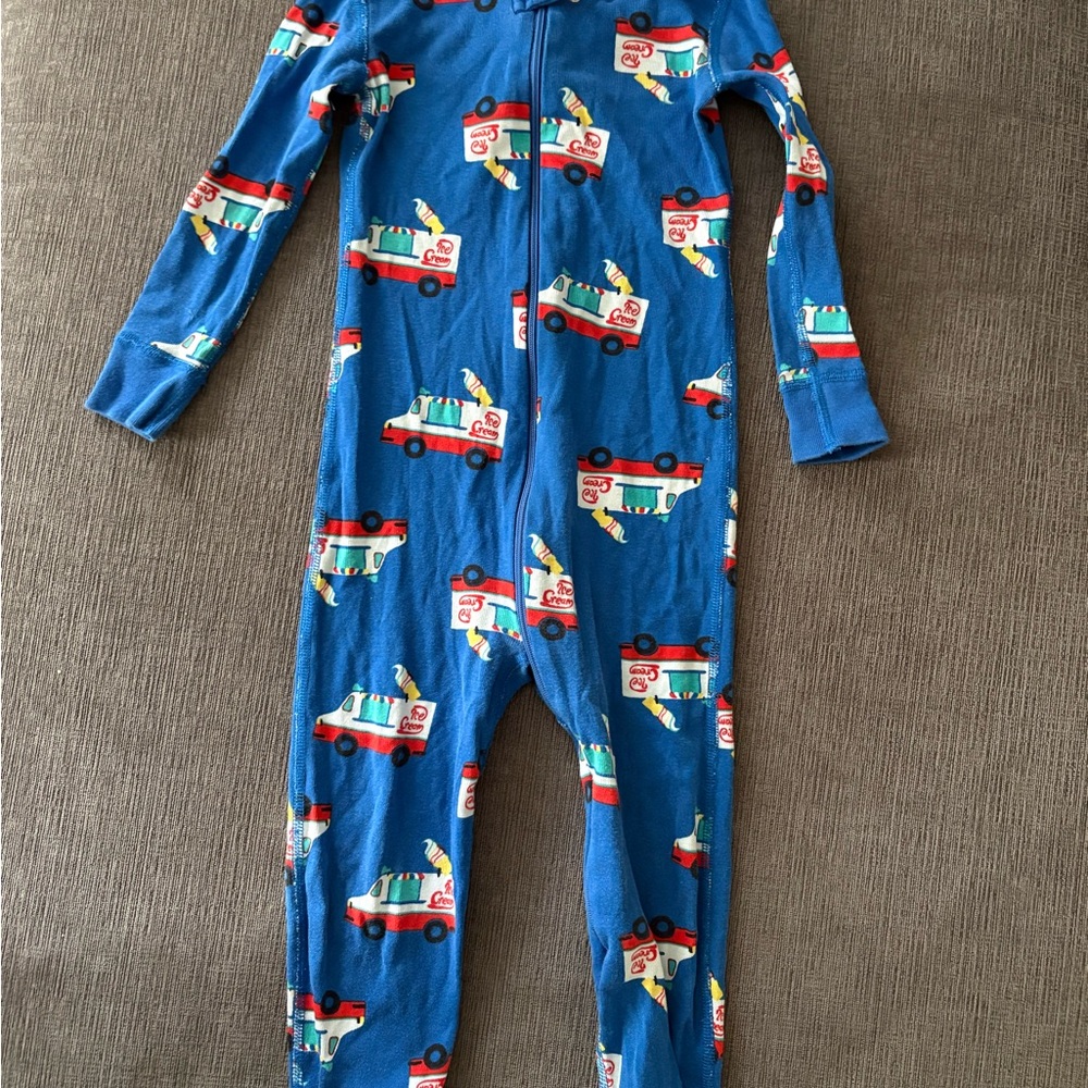 Hanna Andersson Blue ice cream Truck Print Kids 3T One-Piece pajamas